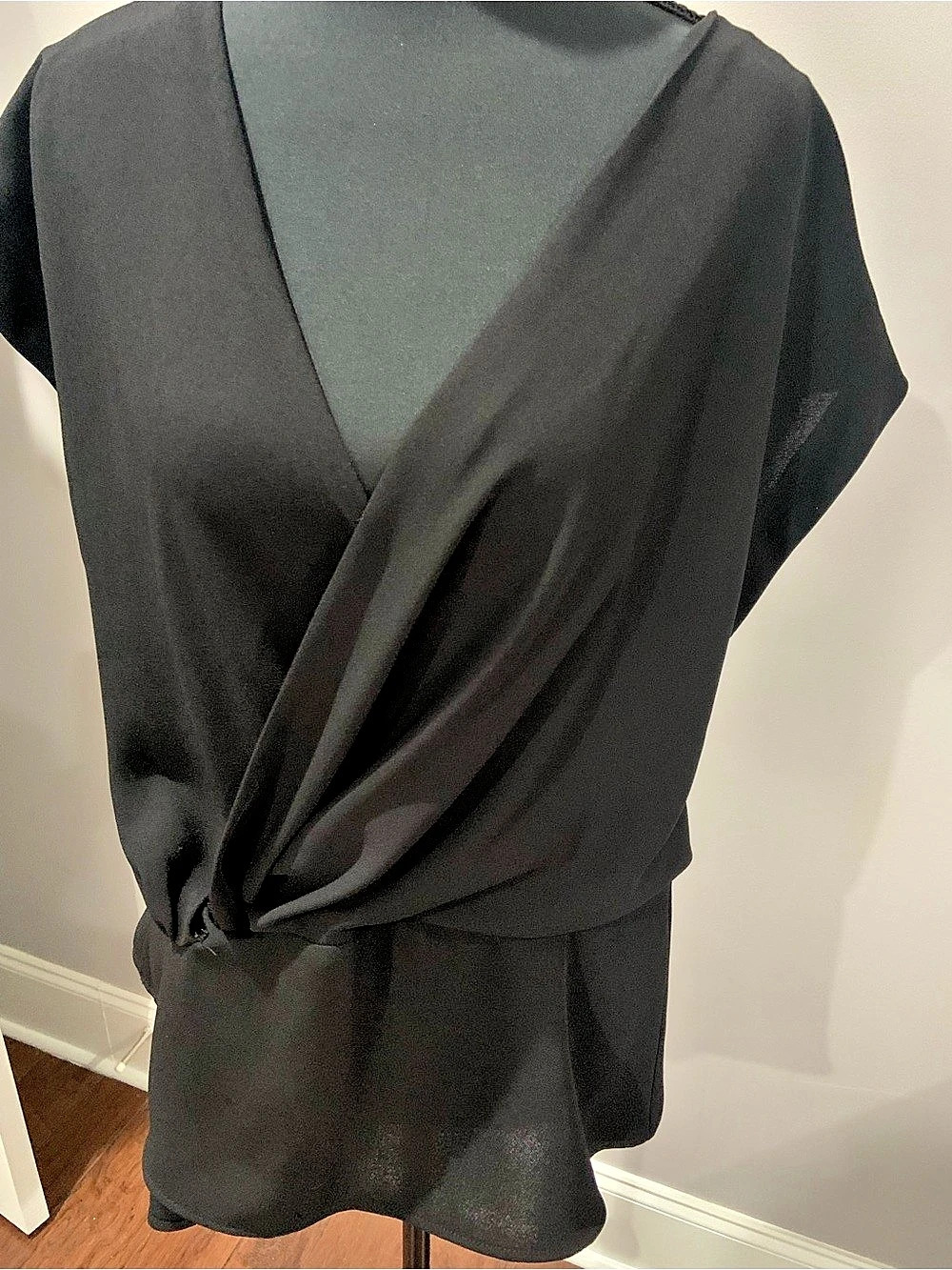 ZARA Black Draped Blouse Size Medium Like New